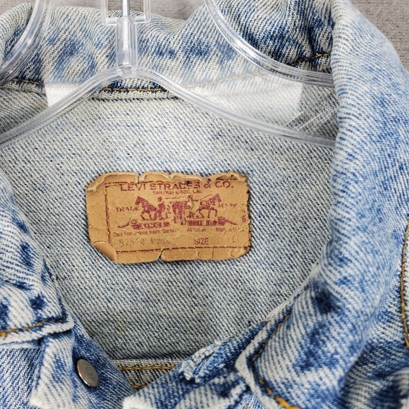 Vintage 90'S Levi's 57514 Stone Wash Denim Jacket Size L USA Made Petite - Picture 2 of 10